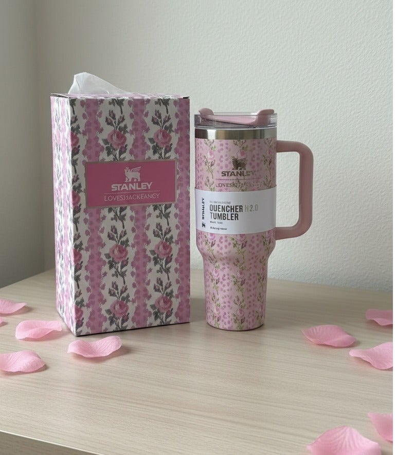 كوب استانلس، كوب استانلس سعة 40 اونصه مع شاليموه ومقبض، كوب معزول مع غطاء كوب للسفر، كوب قهوة من الفولاذ المقاوم للصدأ  للمشروبات المثلجة الساخنة، كوب سفر بمقبض